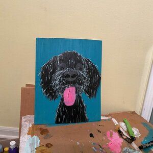 16x13 Black Poodle Acrylic Plywood